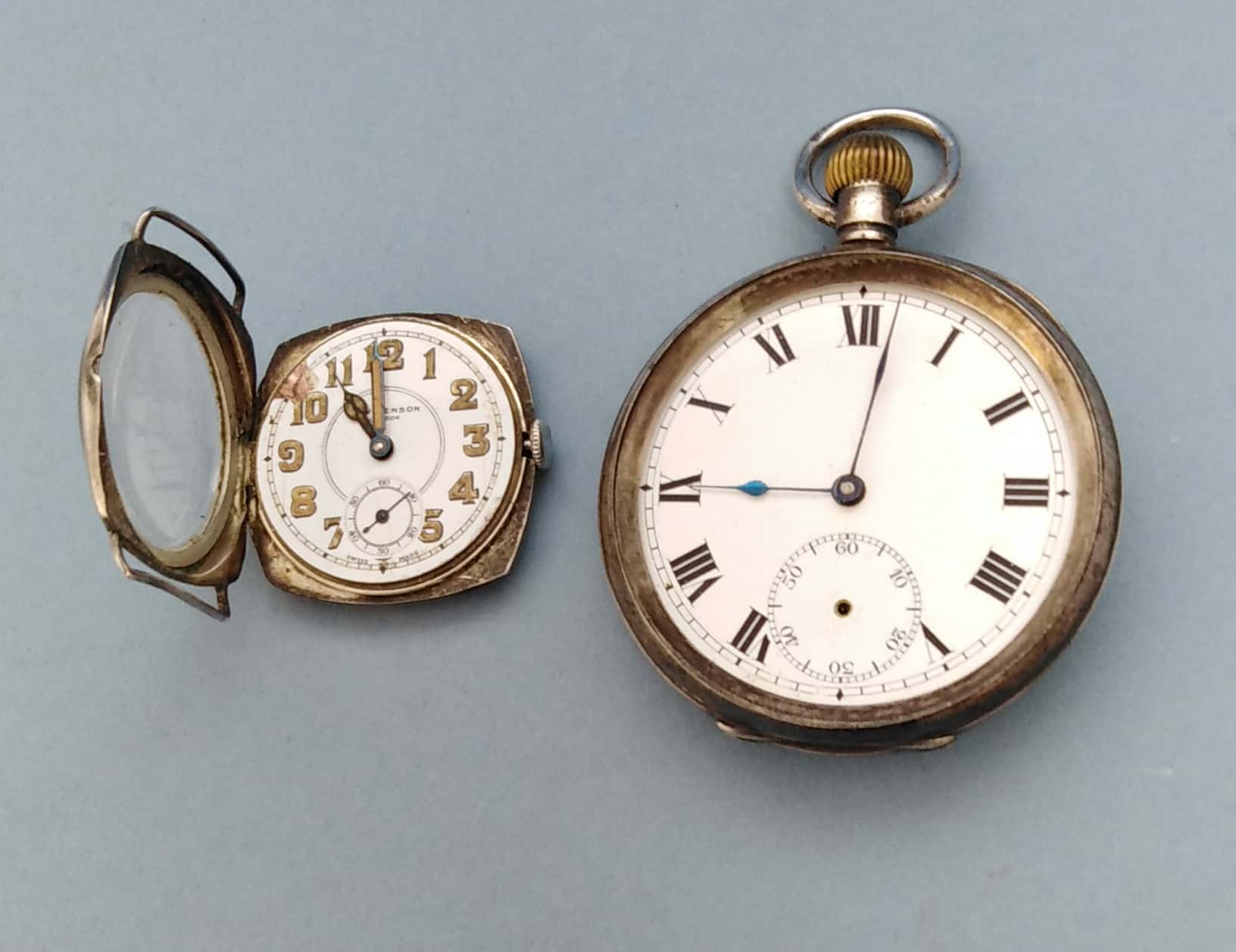 Watchmakers Repair Project Lot, Two Sterling Silver Watches